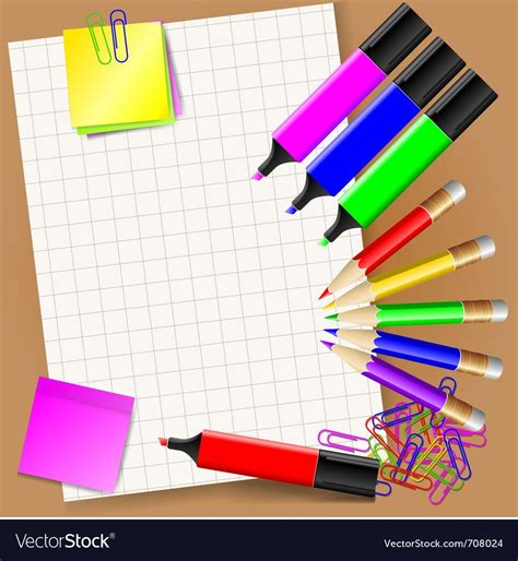 Stationery set vector image on VectorStock | Stationery set, Stationery ...