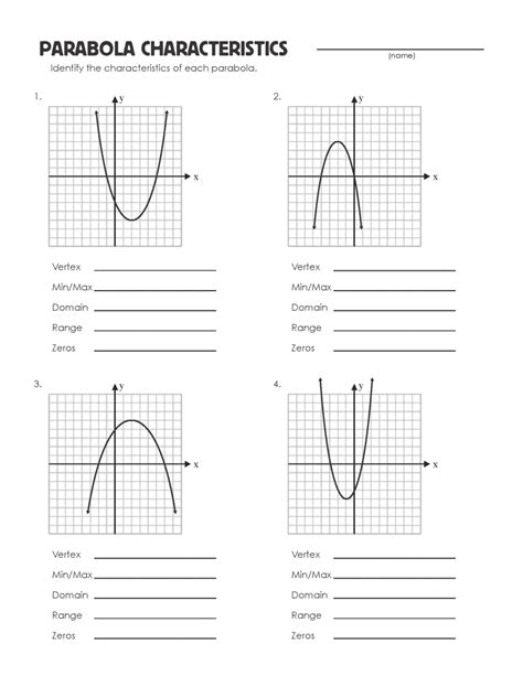 Graph Parabola Worksheet Pdf