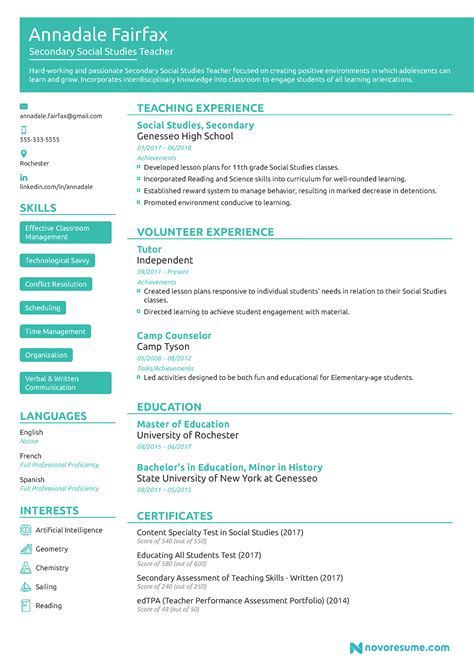 Cv Example For Teaching Job – Idalias Salon