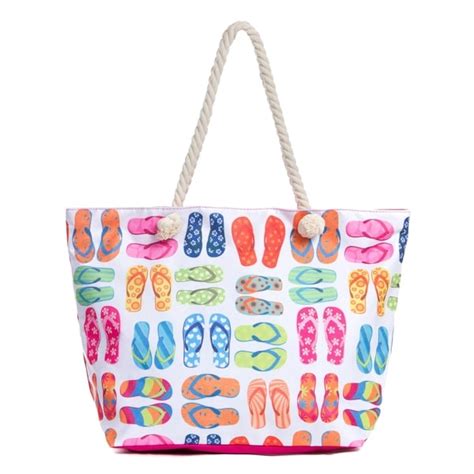 Large Beach Tote Bag with Zipper, Water Resistant Canvas Beach Bag - Overstock - 21135661