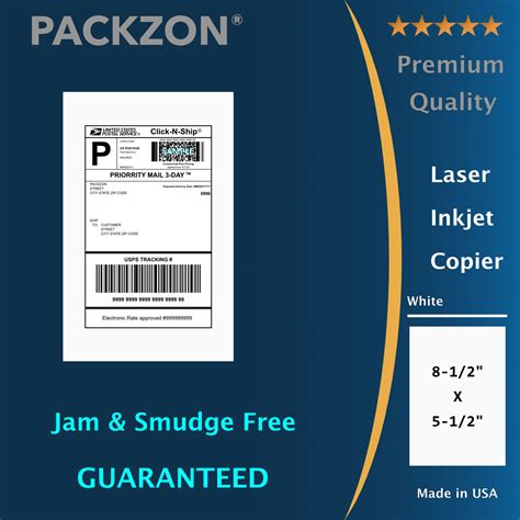 200 Shipping Labels 8.5x5.5 Straight Corner Self Adhesive 2 Per Sheet PACKZON® | eBay