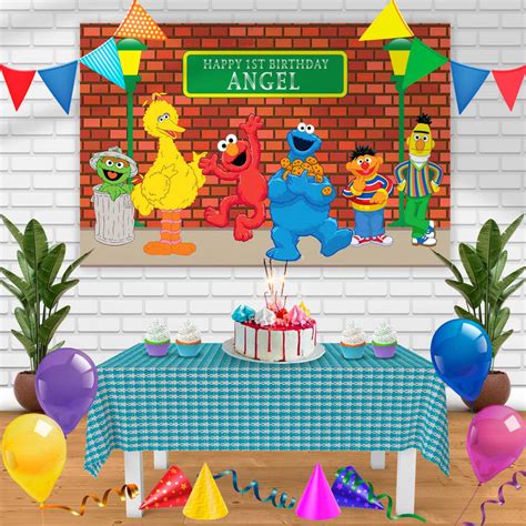 Sesame Street Birthday Banner Personalized Party Backdrop Decoration ...