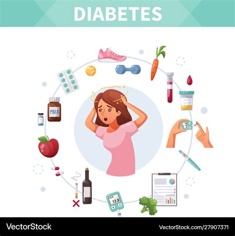 Diabetes cartoon concept Royalty Free Vector Image