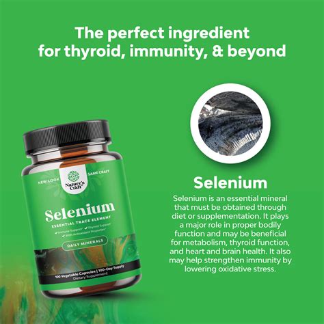 Pure Selenium Thyroid Support Supplement - Selenium 200mcg Antioxidant ...