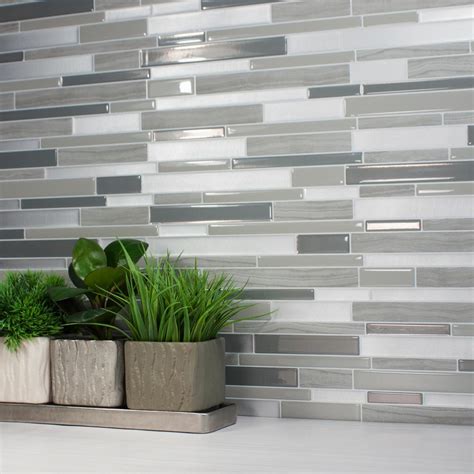 Smart Tiles Milano Grigio 11.55 in. W x 9.63 in. H Peel and Stick Self-Adhesive Decorative ...