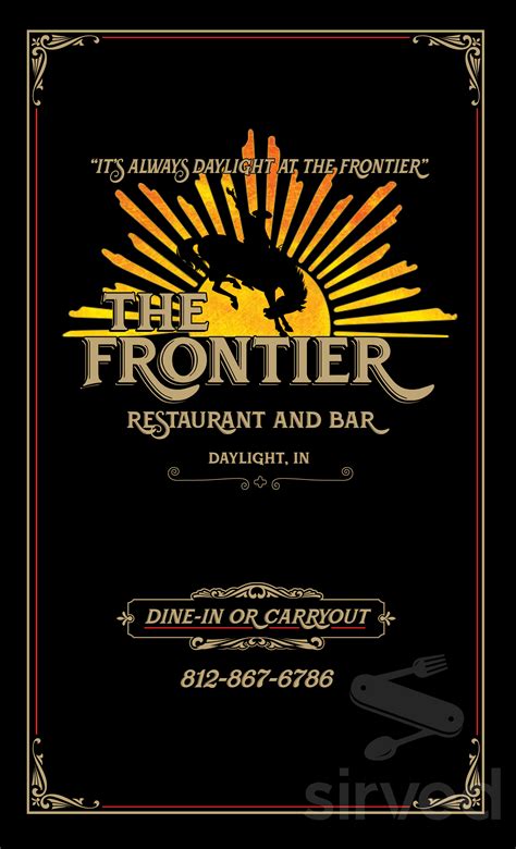 Frontier Restaurant & Bar menu in Evansville, Indiana, USA