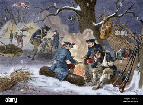 American Revolutionary War (1775-1783). Valley Forge. Pennsylvania. Continental Army's camp in ...