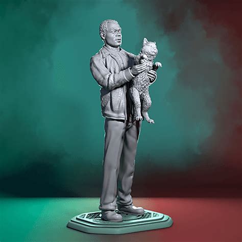 Nick Fury and Cat - 3D Print Model by 3DModelDesigner