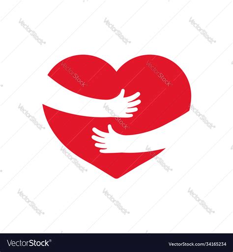 Embrace heart icon hug with heart with help Vector Image