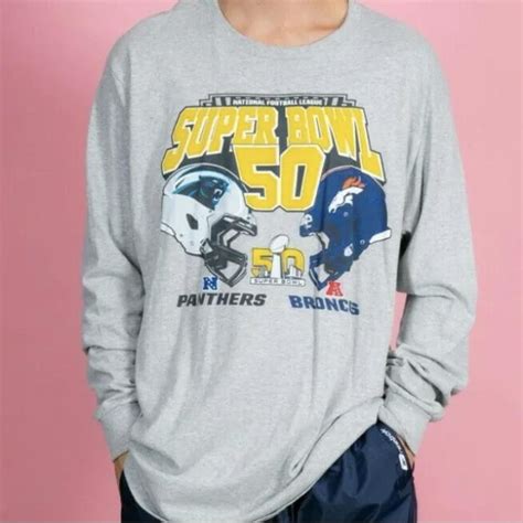 Grey longsleeve NFL Super Bowl 50 souvenir tshirt... - Depop