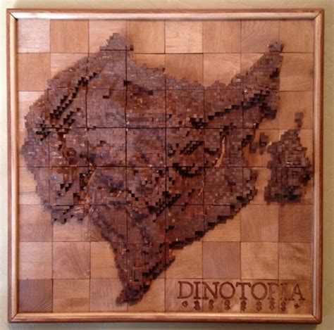 Gurney Journey: Dinotopia map in 4,000 wood dowels