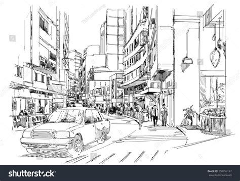 Digital Sketch Of Modern Cityscape,Illustration. - 258459197 : Shutterstock