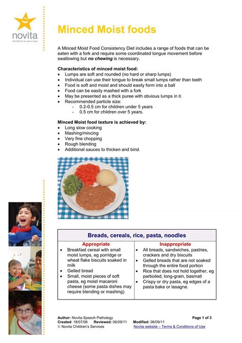 Moist Minced Foods - Novita Children's Services