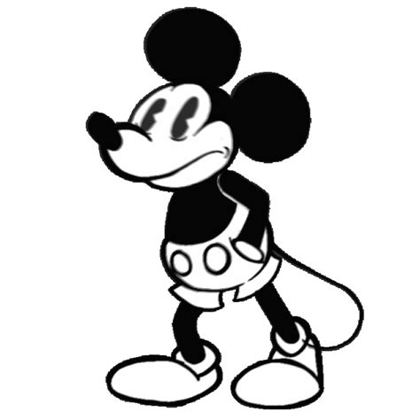 the mickey mouse drawing is black and white