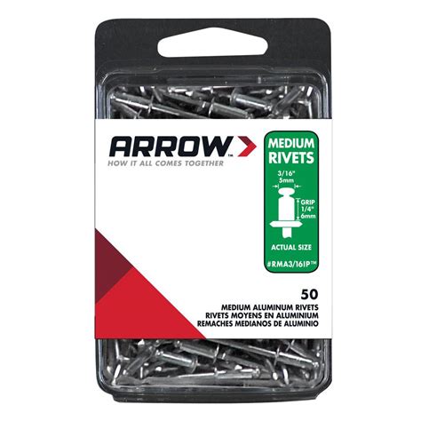 Arrow Fastener 3/16 in. Medium Aluminum Rivets (50-Pack)-RMA3/16IP - The Home Depot