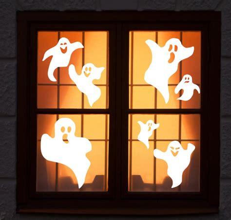 Large Reusable Halloween Window Clings Ghost Window Clings | Etsy