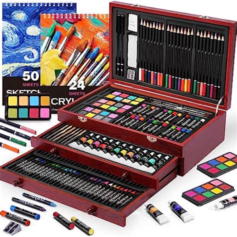 175 Piece Deluxe Art Supplies, Art Set with 2 A4 Drawing Pads, 24 ...