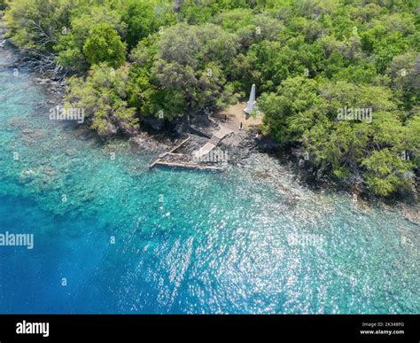 Aerial view of the Captain James Cook Monument, Captain Cook Monument ...