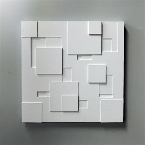 Geometric | Wall art | handmade | 410X410mm | Midcentury Modern relief painting | Geometric wall ...