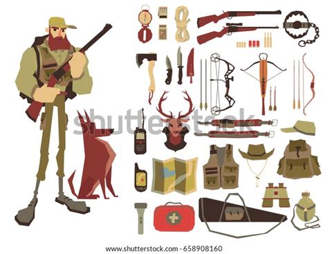 Hunter Gun Dog Set Hunting Equipment Stock Vector (Royalty Free ...