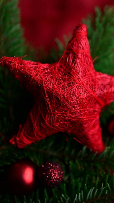 Red Star Wallpaper 4K, Christmas decoration, Advent
