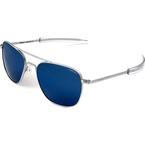 Randolph Aviator Matte Chrome Sunglasses Blue PC Bayonet - Sportique