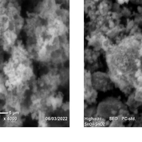 SEM images of tin (IV) oxide (a) and sulfated tin (IV) oxide (b ...