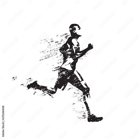 Running man, abstract isolated vector silhouette. Run, sprinting ...