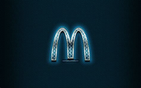 Logotipo de cristal de McDonalds, azul, ilustraciones, McDonalds, marcas, logotipo rómbico de ...