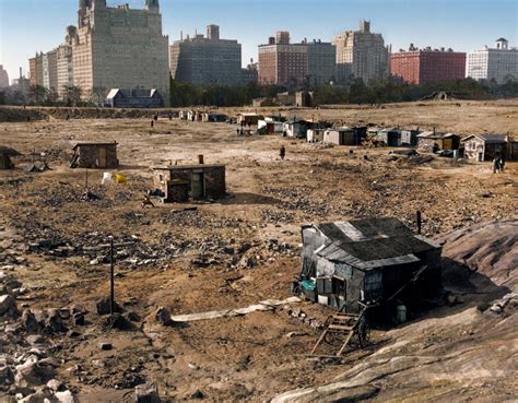 1933 - A 'Hooverville' shantytown in Central Park, New York | Colorized ...