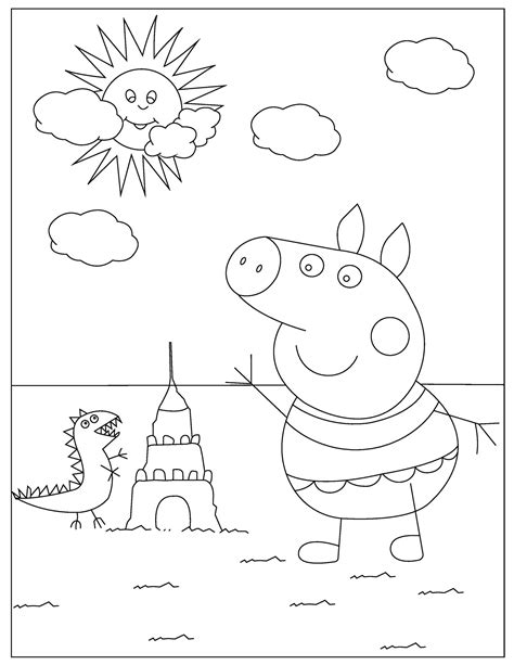 pep the pig and his castle coloring page