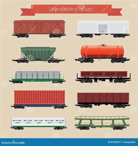 Rail Freight Wagons Cartoon Vector | CartoonDealer.com #87604297