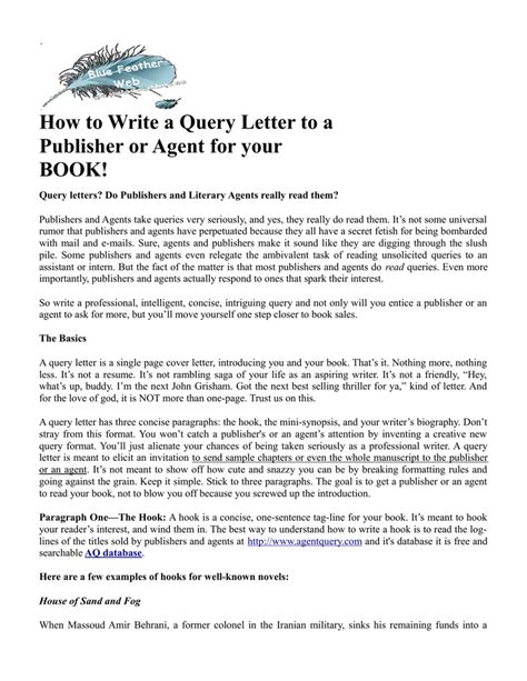 Literary Agent Query Letter Template Word Free Download