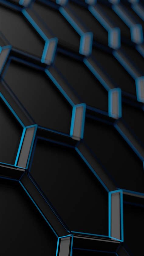 Abstract Black and Blue Hexagonal Wallpaper