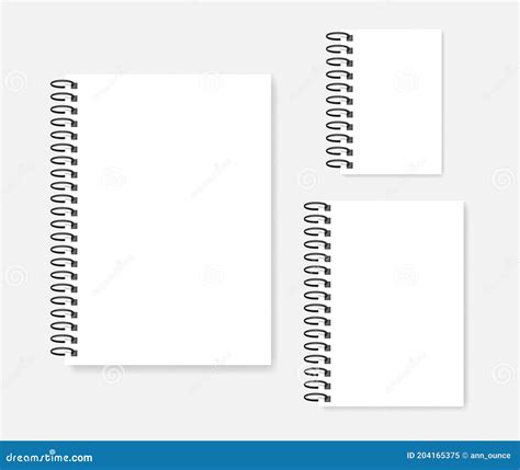 Side Spiral Empty White Notepad Mockup Set - A4 A5 A6 Sizes Stock Vector - Illustration of empty ...