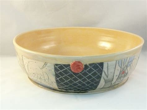 Large Ceramic Pasta Serving Bowl with trees by BlueSkyPotteryCO