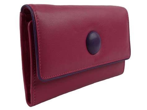 Ladies Large Tri-Fold Leather Purse/Wallet by Mala; Buttons Collection ...