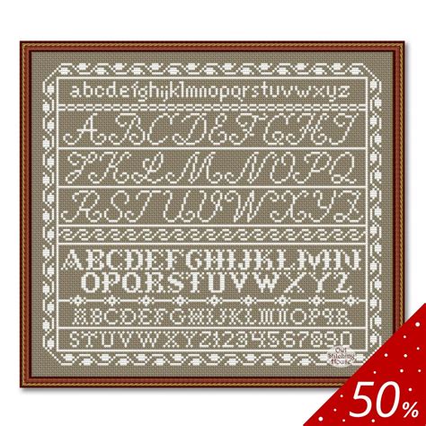 Cross Stitch Sampler Monochrome Alphabet, Vintage Sampler Letter ...