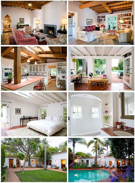 a collage of photos showing the inside of a house with pool and living room