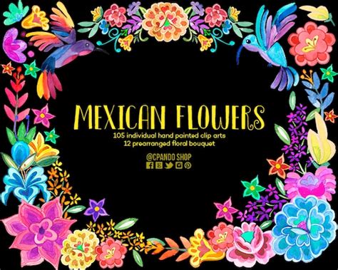 Flores de México flores mexicanas clip art invitacion | Etsy España