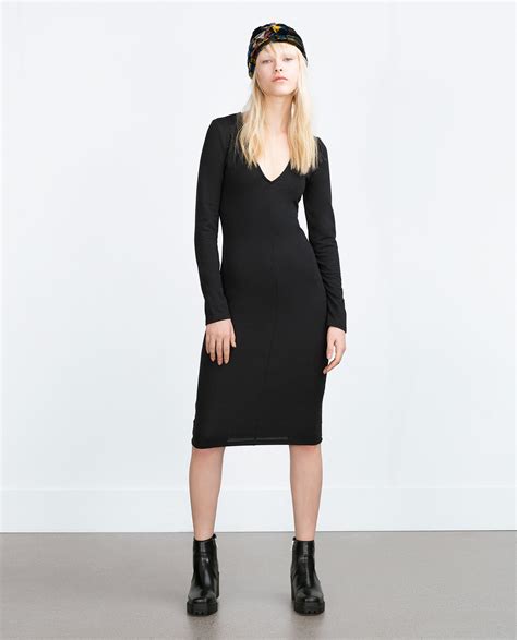 Zara Fitted Dress in Black | Lyst