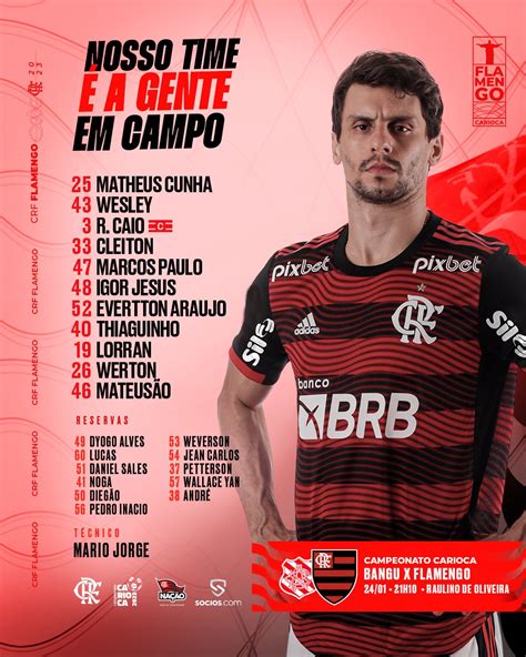 SAIU! Flamengo divulga escalação para jogo contra Bangu, pelo Carioca | Coluna do Fla