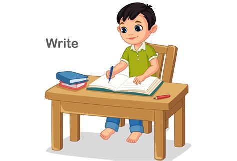 Boy writing in a book 1307981 Vector Art at Vecteezy