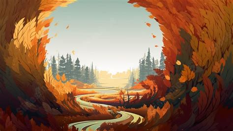 Autumn Leaves Nature Landscape Cartoon Advertising Powerpoint ...