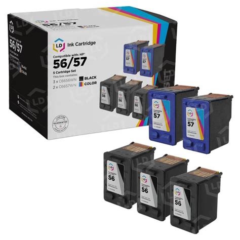 Set of 5 Remanufactured Replacement for HP 56 & 57 - LD Products