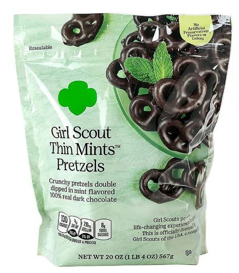 Girl Scouts Thin Mints Chocolate Covered Dipped Pretzels, Resealable Bag, 20 oz. - Walmart.com