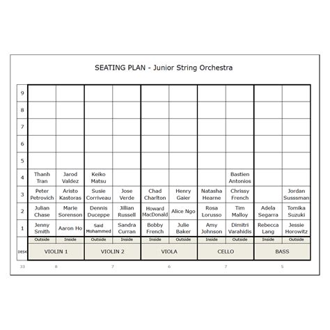 Seating Plan Template for String Orchestra - Smart Music Teacher