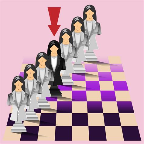 leadership concept, black-white chess businesswomen, the star of the group, vector illustrator ...