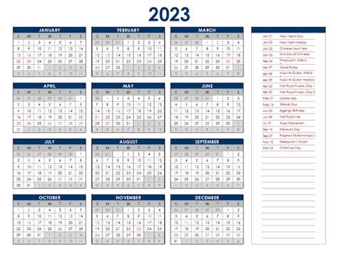 Calendar 2023 Printable Malaysia - IMAGESEE