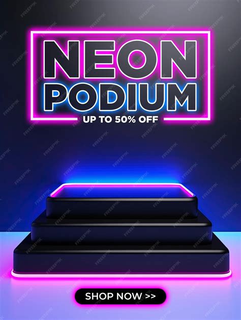 Premium PSD | Black pedestal of platform display with neon modern stand podium blank exhibition ...